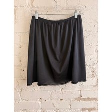 Vintage Black Nylon Half Slip with Lace Hem   Size Small   Made in USA