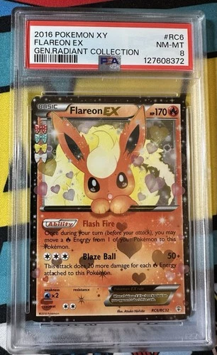2016 Flareon EX RC6/RC32 - Generations Radiant Collection - PSA 8