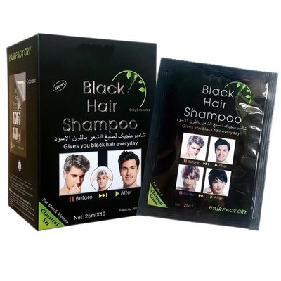 InstantHaarfarbe, schwarzes HaarfärbeShampoo, hält 30 Tage, natürliche Inhalt...