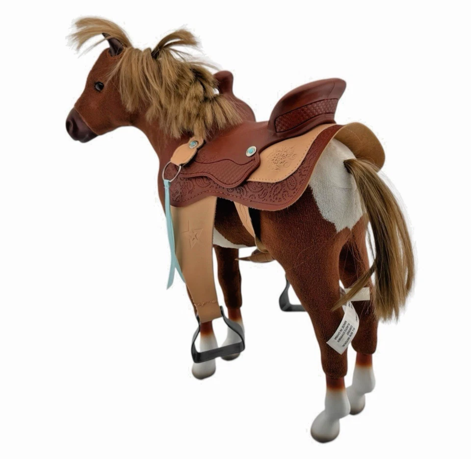 "Caballo de peluche American Girl marrón palomino con estribos de silla accesorio para muñeca de 18""" Foto 2 de 4