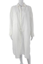 Zara Women Shirt Dress White Long Sleeve Collared Midcalf Button Size XS