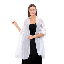 GSHLLO Women Soft Chiffon Scarf Wrap Wedding Sheer Scarf Ladies Formal White