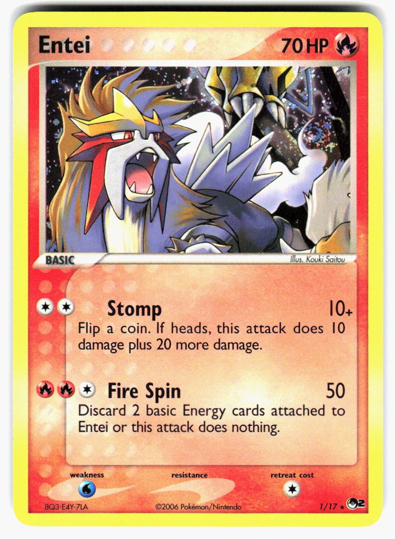 Entei 1/17 Rare POP Series 2 Pokemon Holo Near Mint