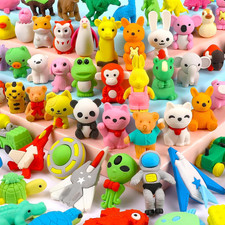 60 Pack Animal Pencil Erasers for Kids, 3D Mini Puzzle Take Apart Erasers, Desk