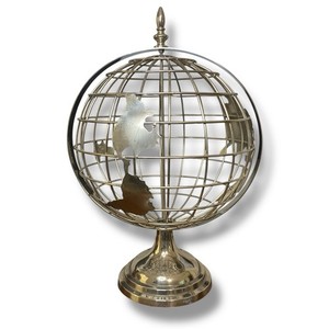 Grayson Lane Large 20” Silver Metal Spinning Decorative Globe Table Decor Finial