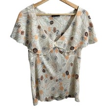 Vintage Y2K Floral Babydoll Sheer Blouse Cream M Coquette Fairy Dainty Romantic