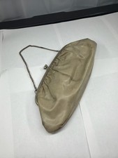 Vintage Ande Gray Pleated Leather Clutch with Chain Strap