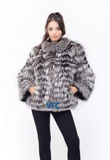 Real Full Skin Silver Fox Fur Jacket, Fluffy Fur Jacket, Luxury Fur Jacket
