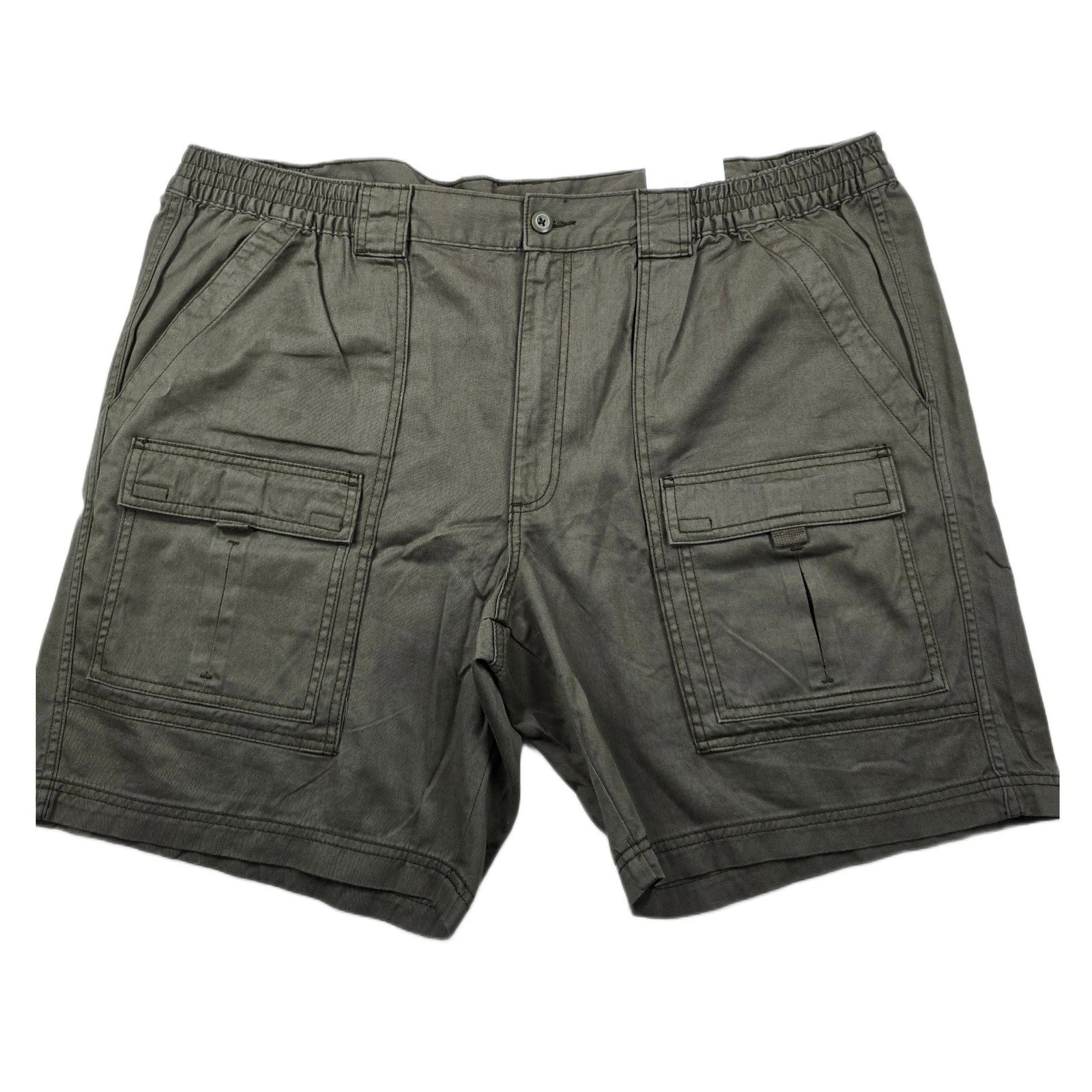 St. John's Bay Hiking Shorts Mens 50 Green Cotton Cargo 9" Green Mountain NEW