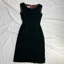 Vintage 70s R&K Originals Emerald Green Velvet Sleeveless SheathDress