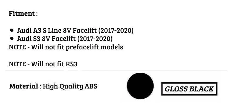 Kit de carrocería alerón divisor delantero negro brillante Audi A3 S3 S Line 8V 2017-2020 Foto 3 de 4