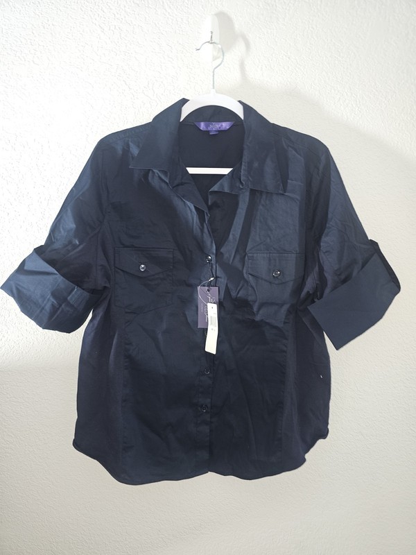 NYDJ NOT YOUR DAUGHTERS JEAN Blouse Button Up  Color Marine Size XL