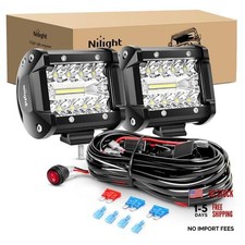 LED Light Bar 2PCS 60W 4 Inch Flood Spot Combo White 2PCS with Wiring Harness