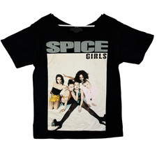 Spice Girls Shirt Women Medium Black 90s Band Group Photo Back Names Graphic Tee