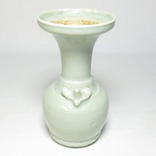P0540: Real old Japanese SHOKI IMARI ware celadon porcelain flower vase