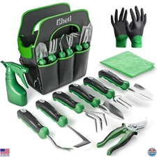 11-Piece Heavy Duty Stainless Steel Garden Tool Set - Spade, Shovel & More