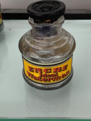 Waterman 2 oz Blue Black Ink Bottle Waterman BHR Cap  Cork Made in France (m113)