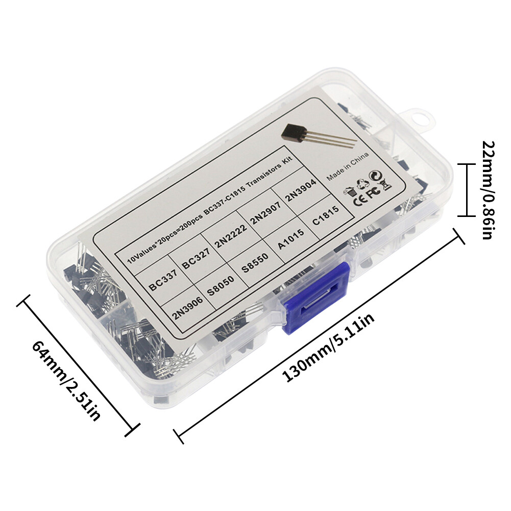 Assortiment 250 Transistors Bojack - 10 Modèles (A1015, BC327, BC337, Etc.) - PNP/NPN - Étui De Rangement