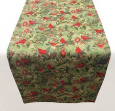 Cardinals Holly Evergreen Christmas Table Runner