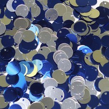 10mm Sequins Top Hole Royal Blue Silver Shiny Metallic Reversible Made in USA
