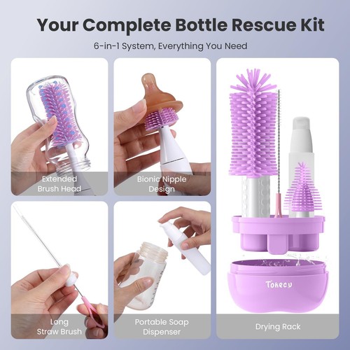 Electric Bottle Brush Cleaner Set Bear-Shaped Travel Baby Bottle Cleaner Kit ... - Picture 6 of 9