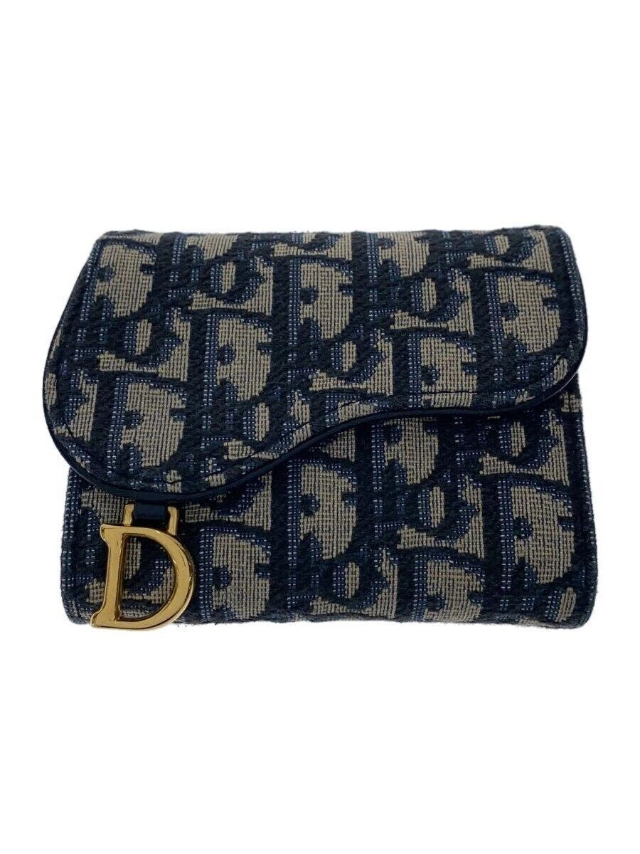 Christian Dior Portefeuille Plié Tri Fold Marine Trotter Combinaison Motif Femme Occasion