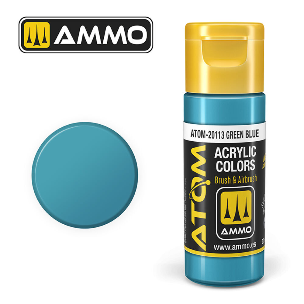 Ammo Mig Atom-20113 - Atom Color Green Blue 20ml - New