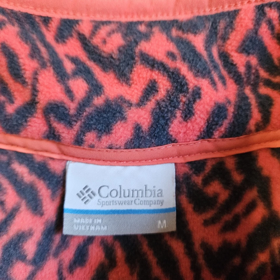 Columbia 1/4 Snap Fleece Chaqueta Mujer M Montaña Lado Animal Print Pullover Foto 2 de 4