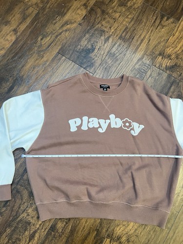 Brown & Cream Playboy Brand Oversized Sweatshirt Size M Ladies - Picture 7 of 9