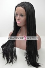 Micro Braided Lace Wig Micro Braided Synthetic Lace Front Wigs Black Women 20''