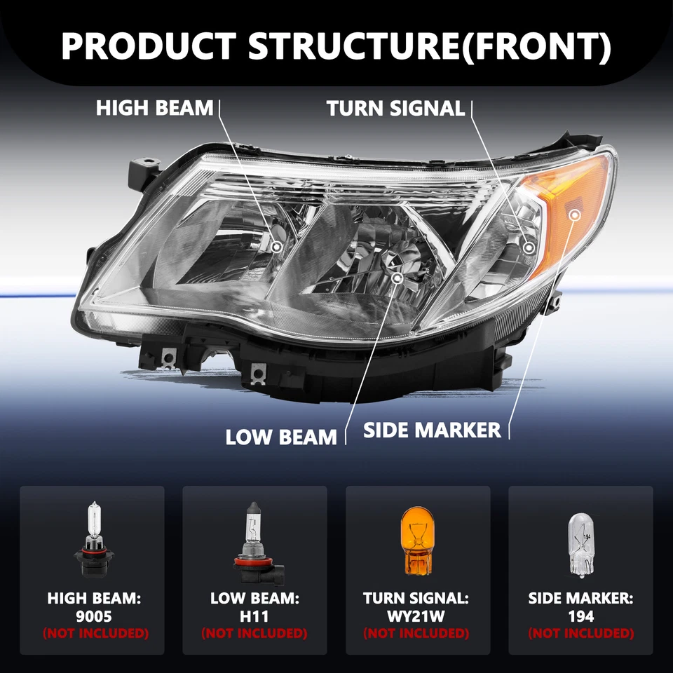 Conjunto de faros halógenos izquierda+derecha para Subaru Forester 2009-2013 Foto 2 de 4