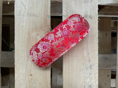 Glasses/Sunglasses Hard Case in Silk Brocade, Snap Close 16 x 5.5cm Many Colours - Picture 24 of 37