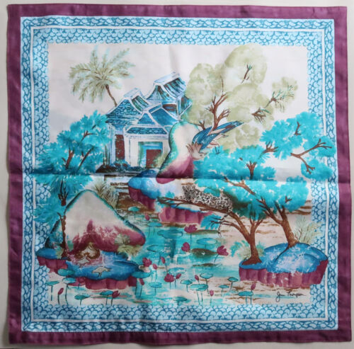 49cm Square Jim Thompson Purple & Blue Double Sided Zipped Silk Cushion Cover - Picture 1 of 3