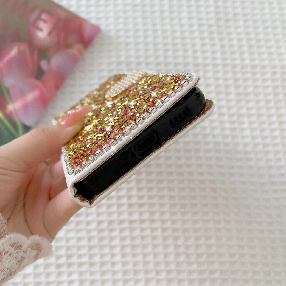 Flip Bling Glitter Wallet Phone Case For iPhone 16 15 14 13 12 11 Pro Max XR 7 8 - image 4 of 4