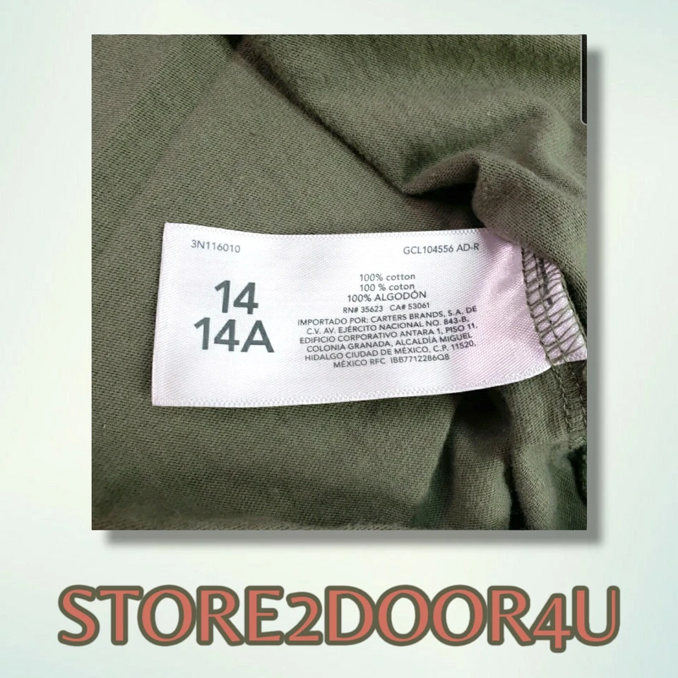 Carter's Girls Dark Green Short Sleeve T-Shirt 14/14A Knot tied front hem - Image 4 of 4