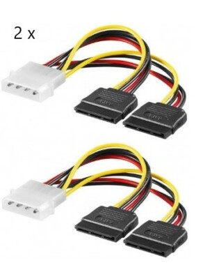 2x SATA Y-Kabel Stromkabel Adapter 4-pin Stecker an 2x SATA Festplatte Lüfter