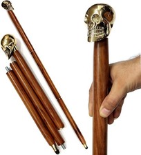 Brass Skull Walking Cane for Men and Women Black Wooden Walking Stick