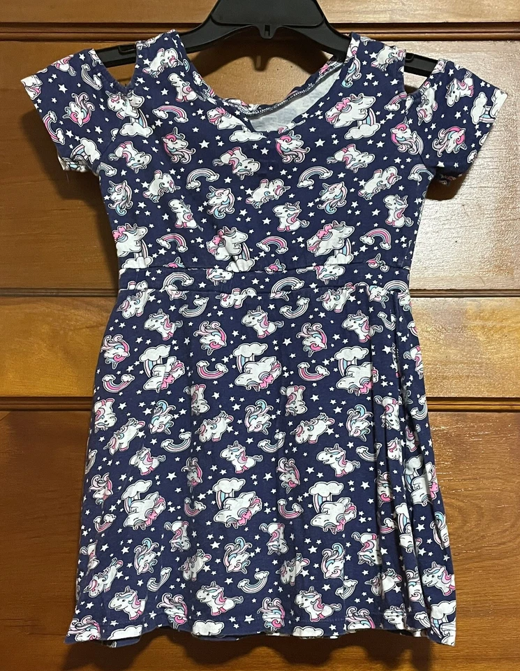 Limited Too Peep Shoulder Unicorn Dress Girls Size Medium 5/6 - Image 4 of 4