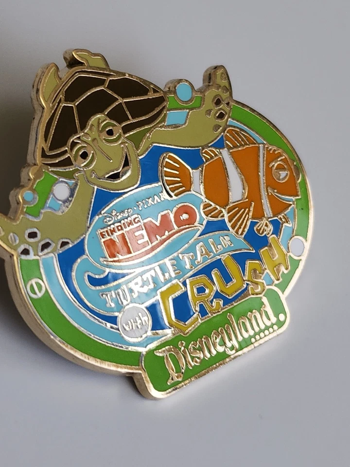 Finding Nemo Turtle Talk with Crush Trading Pin Pixar Disneyland Blue Border - Image 3 of 4