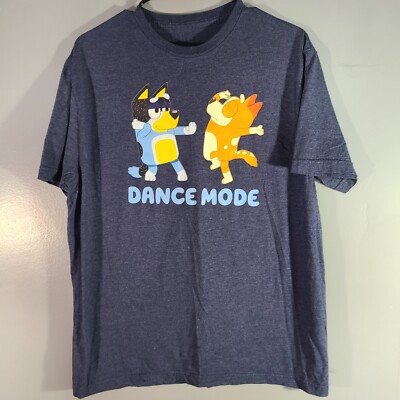 Bluey ''Dance Mode'' Blue T-Shirt Women's Sz XL Short Sleeve Crew Neck