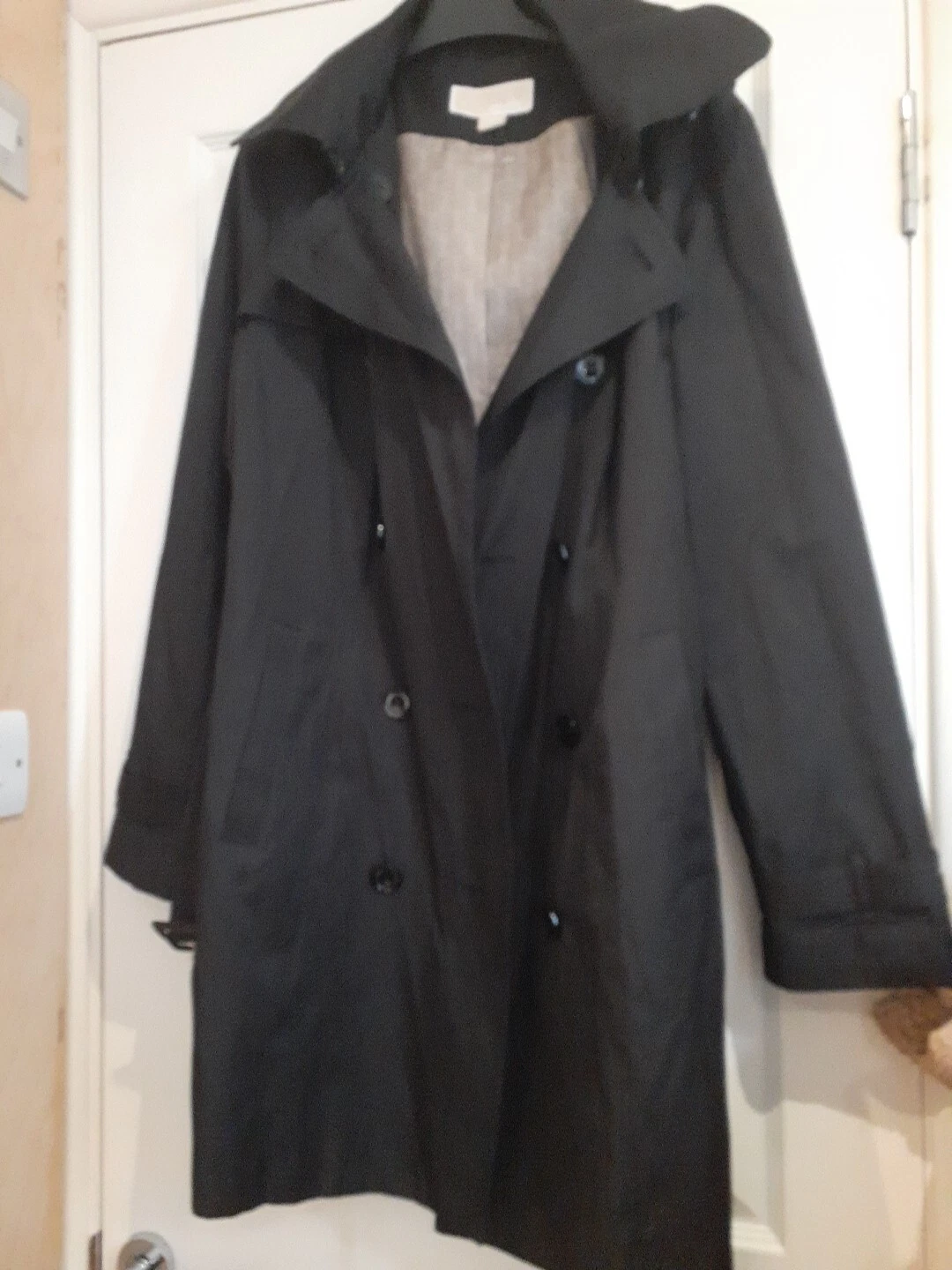 *NUOVO* Trench nero Michael Kors doppio seno cintura... Taglia L