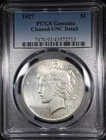 1927 Peace Dollar PCGS UNC Details Cleaned KEY DATE COIN Nice Detail