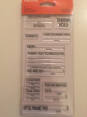 Clear Acrylic Stamp Set by Fiskars Fill in the Blank 177270 New