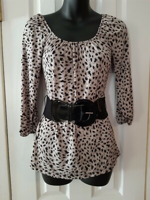 No Boundaries Stretch Junior Size Medium 7/8 Animal Print Casual Belted Top 