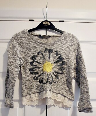 George Mädchen grau Blumen bestickt & Spitze Pullover ~ 4/5 Jahre