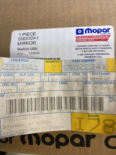 Ram Black OEM Mirror Dodge 1994-2001 LH Driver Side Left - Part # 82-05600 - Picture 5 of 6