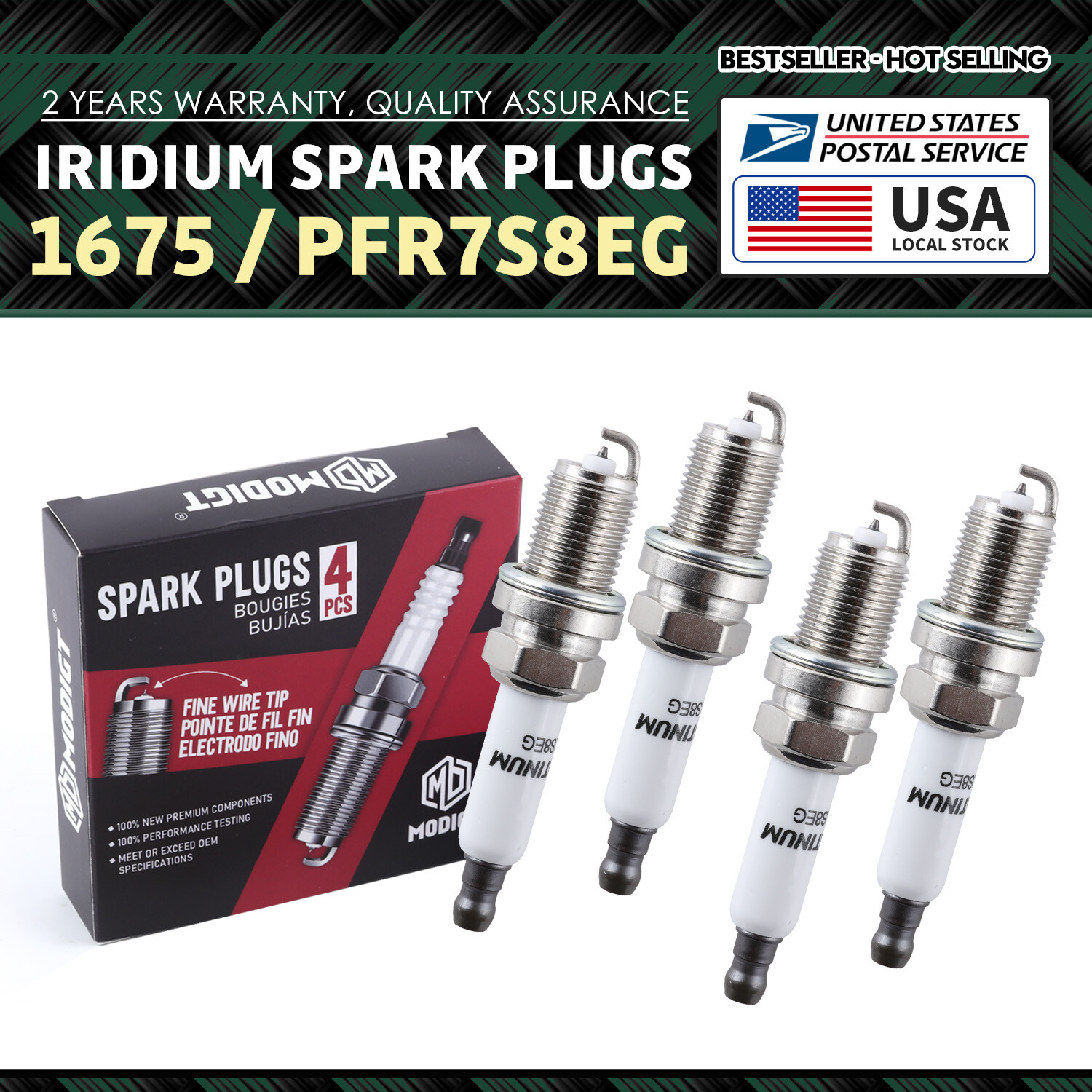 Premium Spark Plugs For VW Passat Golf Jetta Audi A4 A5 06H905601A PFR7S8EG 4pcs