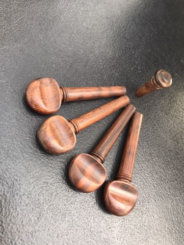 Violin snake wood Parts Accessories Set 4/4 Pegs/ Endpin/Tailpiece/Chin rest - Picture 4 of 11