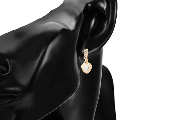 Ohrringe Stecker 585er vergoldet Damen hochwertig verarbeitet Zirkonia Steine - Bild 2 von 4