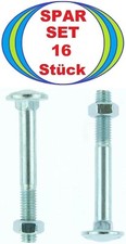 16 sztuk śrub blokujących M8 x 65 z nakrętką, 8x65 płaskie śruby okrągłe DIN 603 Mu